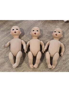Set of 3 - 9" Porcelain Dolls From Dollmaker's Estate Doll Craft